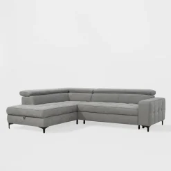 Narożnik z regulowanymi zagłówkami szary NALA prawy