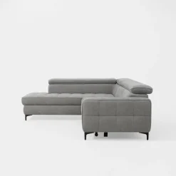 Narożnik z regulowanymi zagłówkami szary NALA prawy