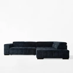 Narożnik z regulowanymi zagłówkami granatowy CHOCO prawy