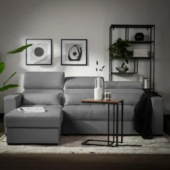 Narożnik z regulowanymi zagłówkami szary MONSON