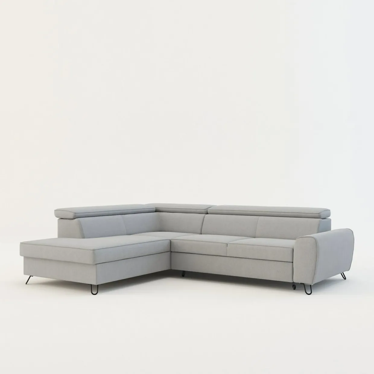 Narożnik z regulowanymi zagłówkami jasnoszary IDYLLA prawy