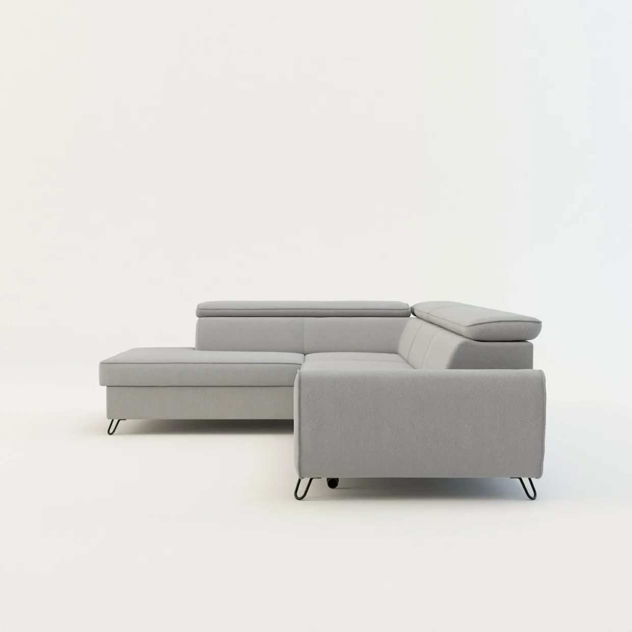 Narożnik z regulowanymi zagłówkami jasnoszary IDYLLA prawy