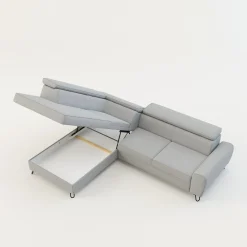 Narożnik z regulowanymi zagłówkami jasnoszary IDYLLA prawy