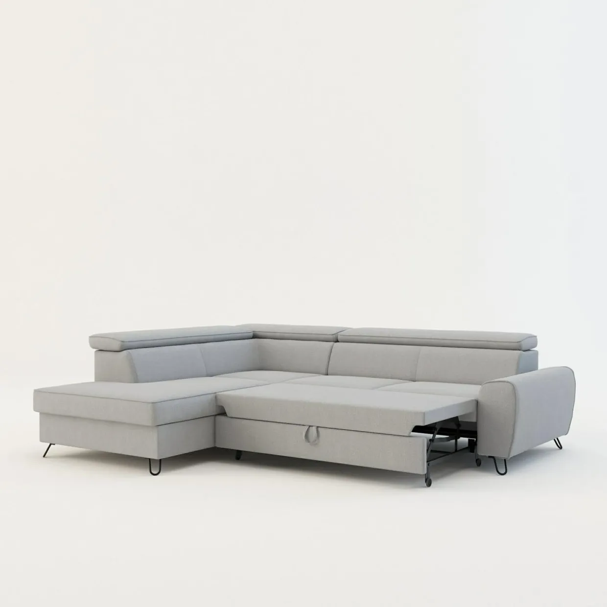 Narożnik z regulowanymi zagłówkami jasnoszary IDYLLA prawy