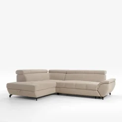 Narożnik z regulowanymi zagłówkami szary LARA prawy