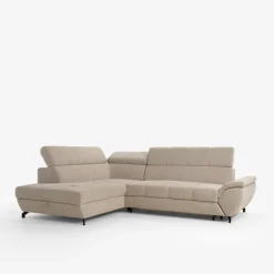 Narożnik z regulowanymi zagłówkami szary LARA prawy