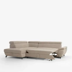 Narożnik z regulowanymi zagłówkami szary LARA prawy