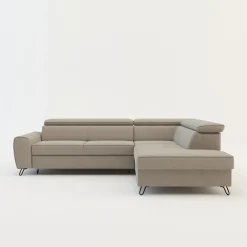 Narożnik z regulowanymi zagłówkami beżowy IDYLLA lewy