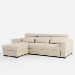 Narożnik z regulowanymi zagłówkami kremowy MONSON