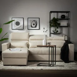 Narożnik z regulowanymi zagłówkami kremowy MONSON