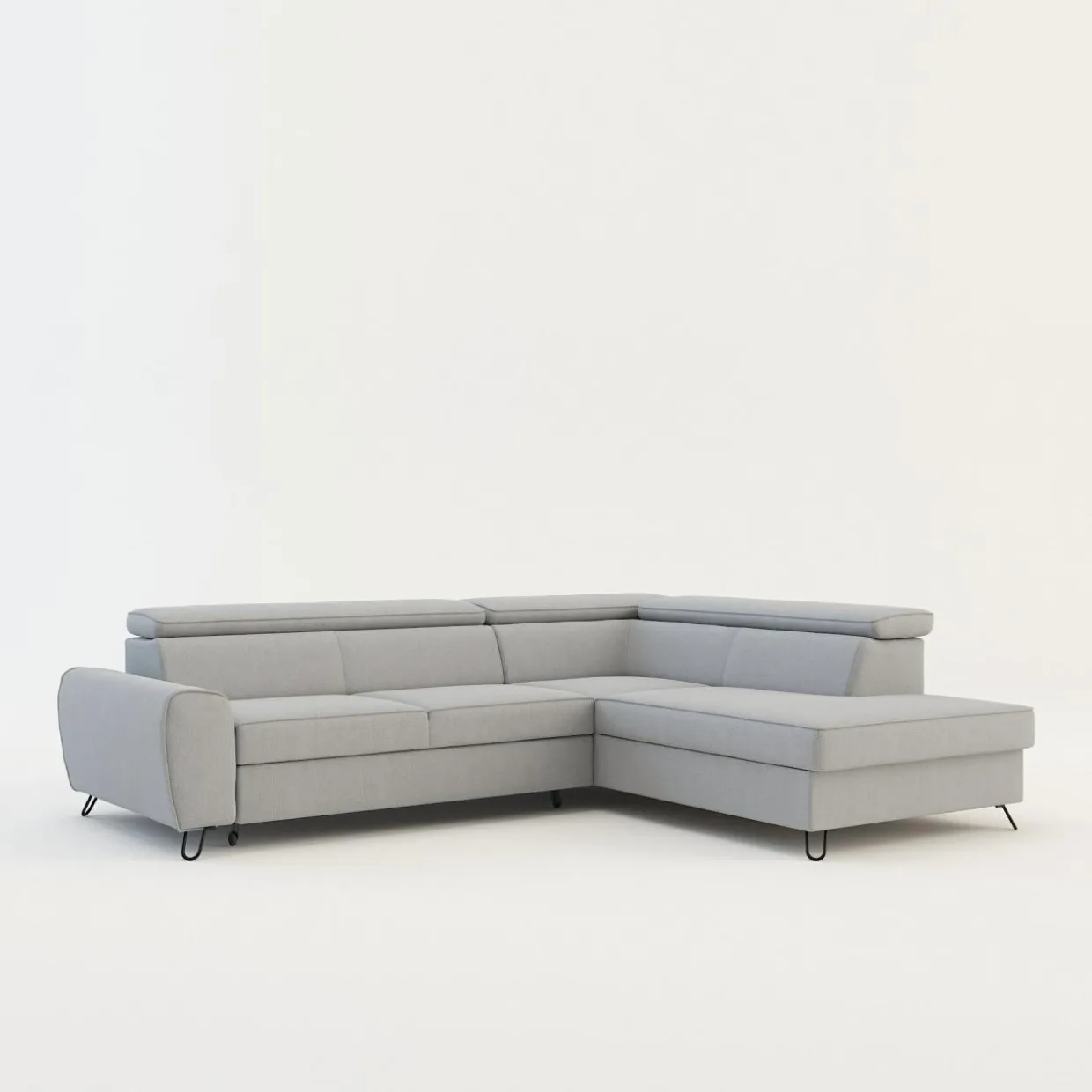 Narożnik z regulowanymi zagłówkami jasnoszary IDYLLA lewy