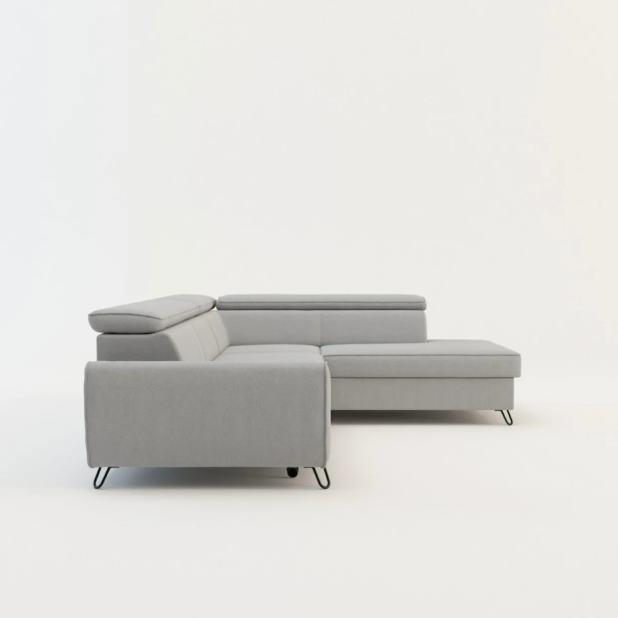 Narożnik z regulowanymi zagłówkami jasnoszary IDYLLA lewy