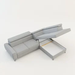 Narożnik z regulowanymi zagłówkami jasnoszary IDYLLA lewy