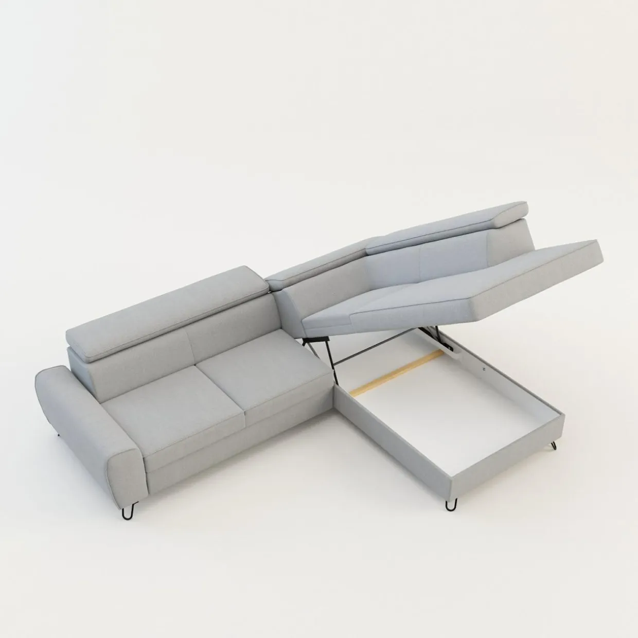 Narożnik z regulowanymi zagłówkami jasnoszary IDYLLA lewy