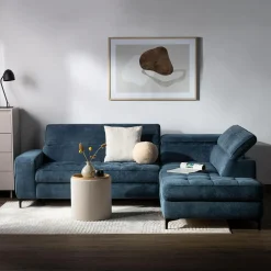 Narożnik z regulowanymi zagłówkami granatowy NALA lewy