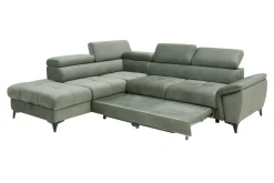 Narożnik z regulowanymi zagłówkami zielony MOCCA II lewy