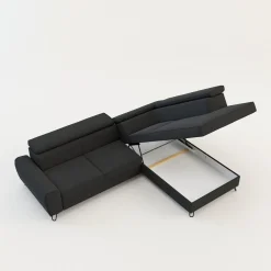 Narożnik z regulowanymi zagłówkami ciemnoszary IDYLLA lewy