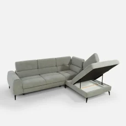 Narożnik z regulowanymi zagłówkami jasnoszary JAZZY L prawy