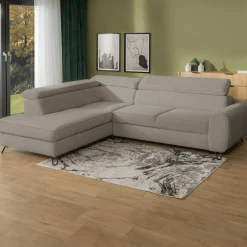 Narożnik z regulowanymi zagłówkami beżowy IDYLLA prawy