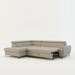 Narożnik z regulowanymi zagłówkami beżowy IDYLLA prawy