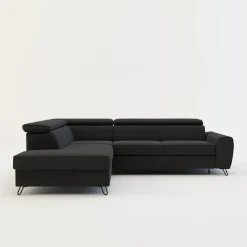 Narożnik z regulowanymi zagłówkami ciemnoszary IDYLLA prawy