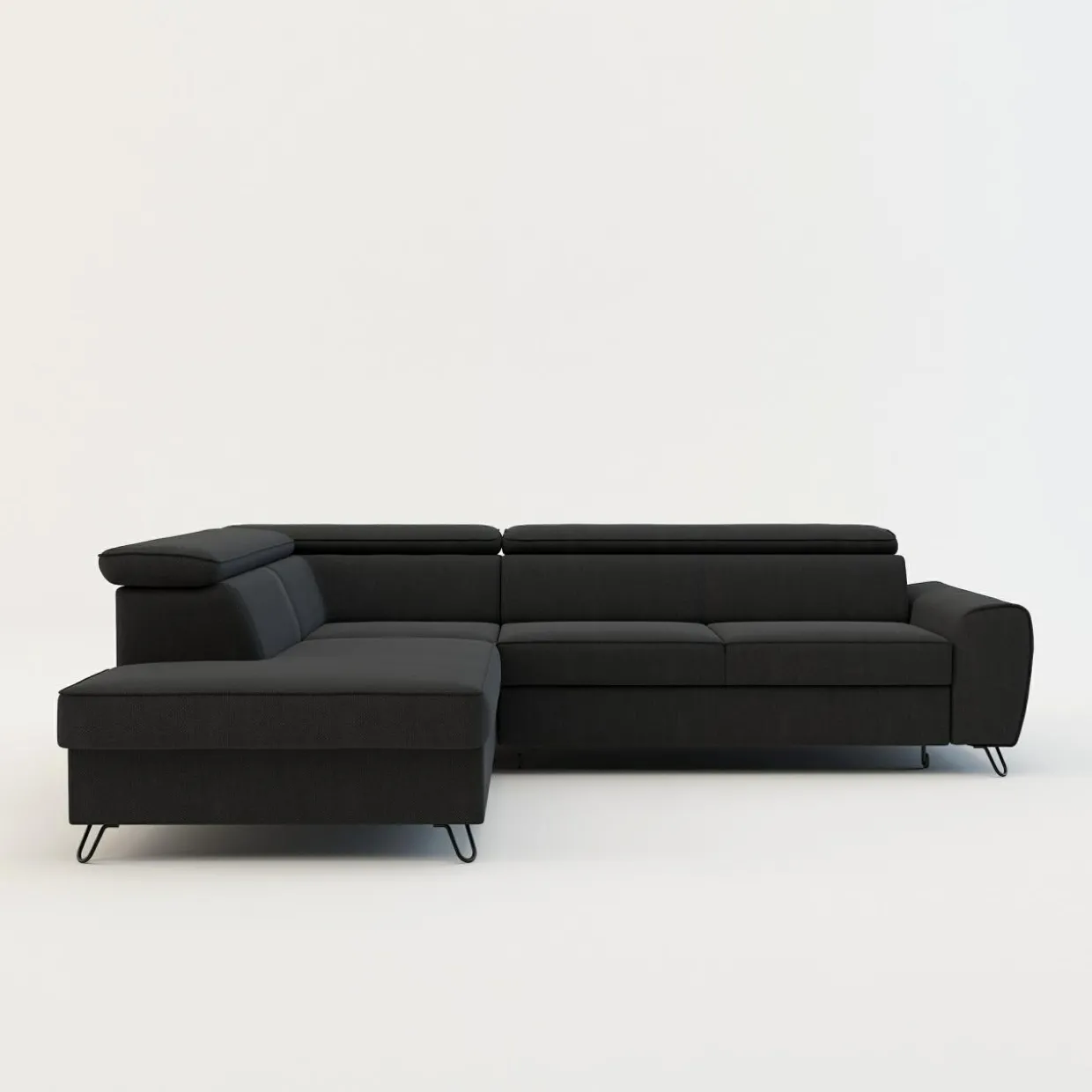 Narożnik z regulowanymi zagłówkami ciemnoszary IDYLLA prawy