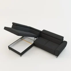 Narożnik z regulowanymi zagłówkami ciemnoszary IDYLLA prawy