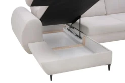 Narożnik z regulowanymi zagłówkami ecru ALVOR lewy