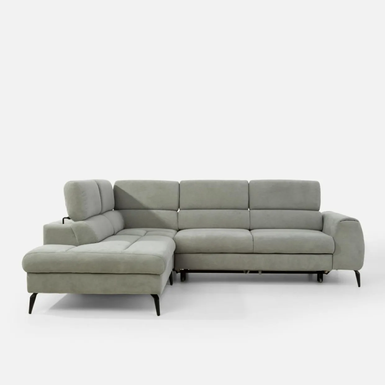 Narożnik z regulowanymi zagłówkami jasnoszary JAZZY L lewy