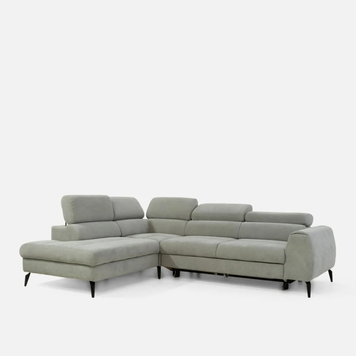 Narożnik z regulowanymi zagłówkami jasnoszary JAZZY L lewy