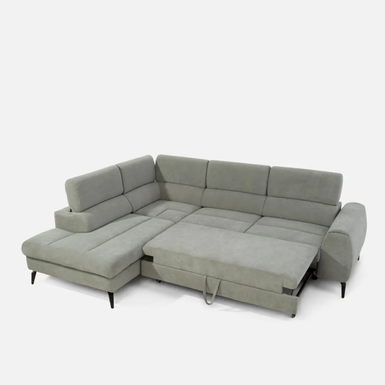 Narożnik z regulowanymi zagłówkami jasnoszary JAZZY L lewy