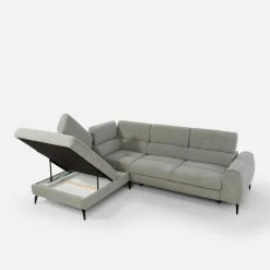 Narożnik z regulowanymi zagłówkami jasnoszary JAZZY L lewy