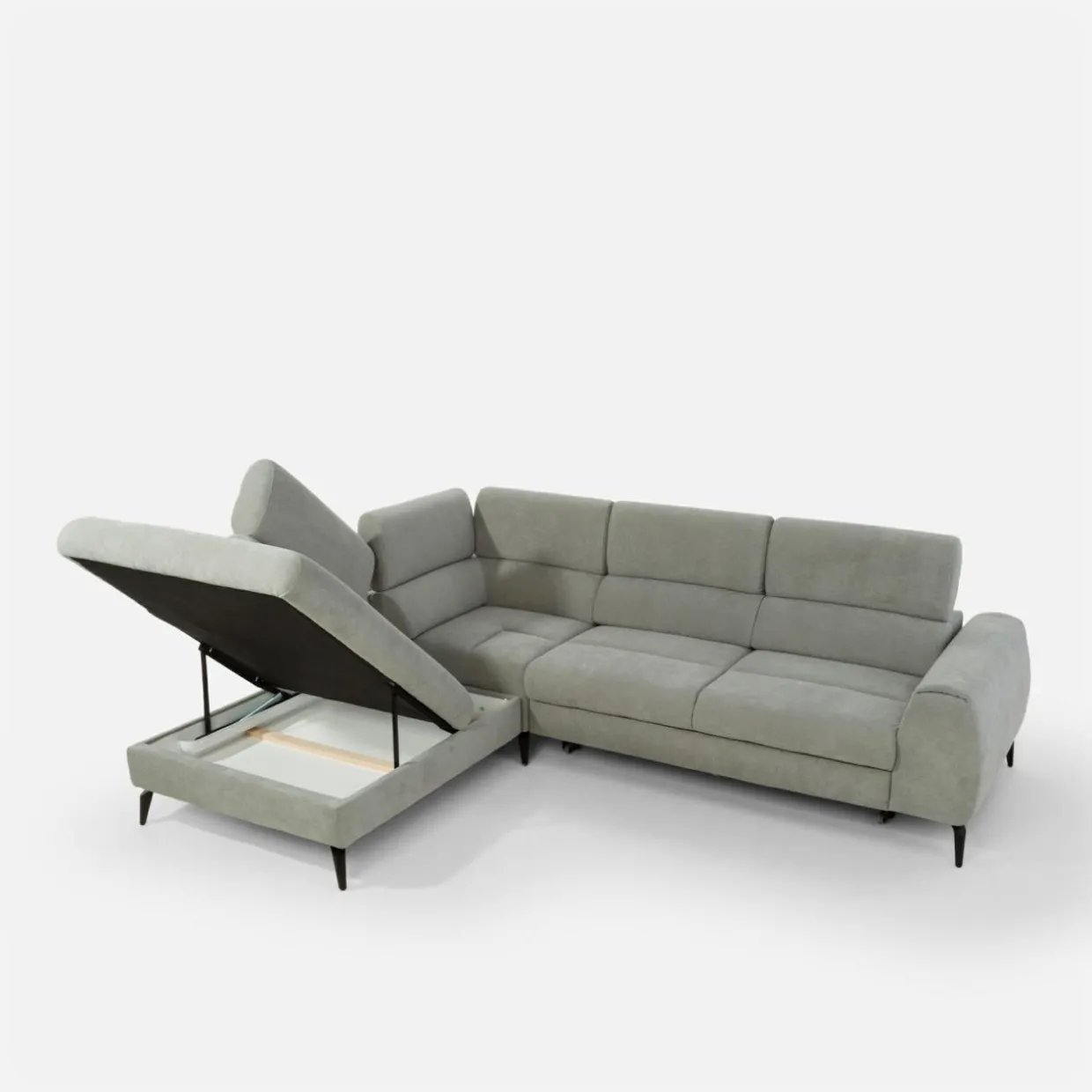 Narożnik z regulowanymi zagłówkami jasnoszary JAZZY L lewy