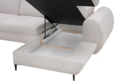 Narożnik z regulowanymi zagłówkami ecru ALVOR prawy