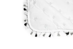 Narzuta na łóżko biało-czarna FRINGLE 220x200 cm