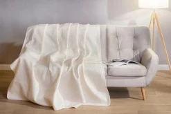 Narzuta na łóżko pikowana w liście ecru FERN 180x200 cm