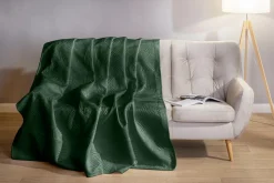 Narzuta na łóżko pikowana w liście zielona FERN 240x260 cm