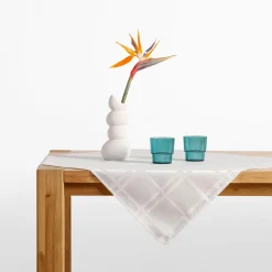 Obrus żakardowy w kratę biały CASCADE 85x85 cm