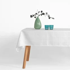 Obrus żakardowy w kratę biały CASCADE 140x280 cm