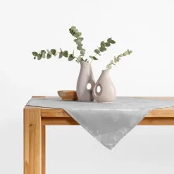 Obrus żakardowy w liście miłorzębu szary GINA 85x85 cm