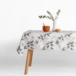 Obrus biały w kwiaty GARDENA 140x240 cm