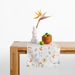 Obrus biały w polne kwiaty GARDENA 40x120 cm