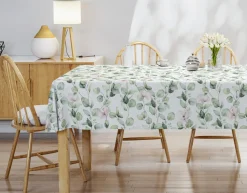 Obrus plamoodporny w zielone kwiaty 140x280 cm