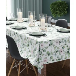 Obrus plamoodporny w zielone kwiaty 140x280 cm
