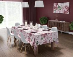 Obrus w różowe kwiaty 110x160 cm