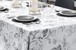 Obrus w szare kwiaty 140x220 cm