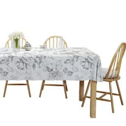 Obrus w szare kwiaty 140x220 cm