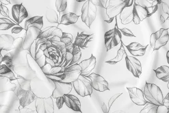 Obrus w szare kwiaty 140x220 cm