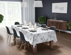 Obrus w szare kwiaty 140x280 cm