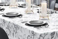 Obrus w szare kwiaty 140x180 cm